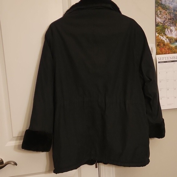 Compagnie Int'l Express Vintage Faux Fur Reversible Black Coat Size M 1990s - Picture 7 of 13